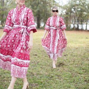 NWOT Sue Sartor Flounce™️ Dress | Pomegranate Jasmin Mughal